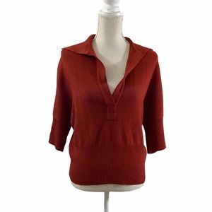 St. John Burnt Orange Wool Blend Santana Knit Sweater Blouse